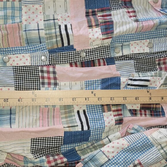 Polo Jeans Co. Vintage Ralph Lauren Patchwork Madras Ladies Western Shirt Pearl - Picture 15 of 16